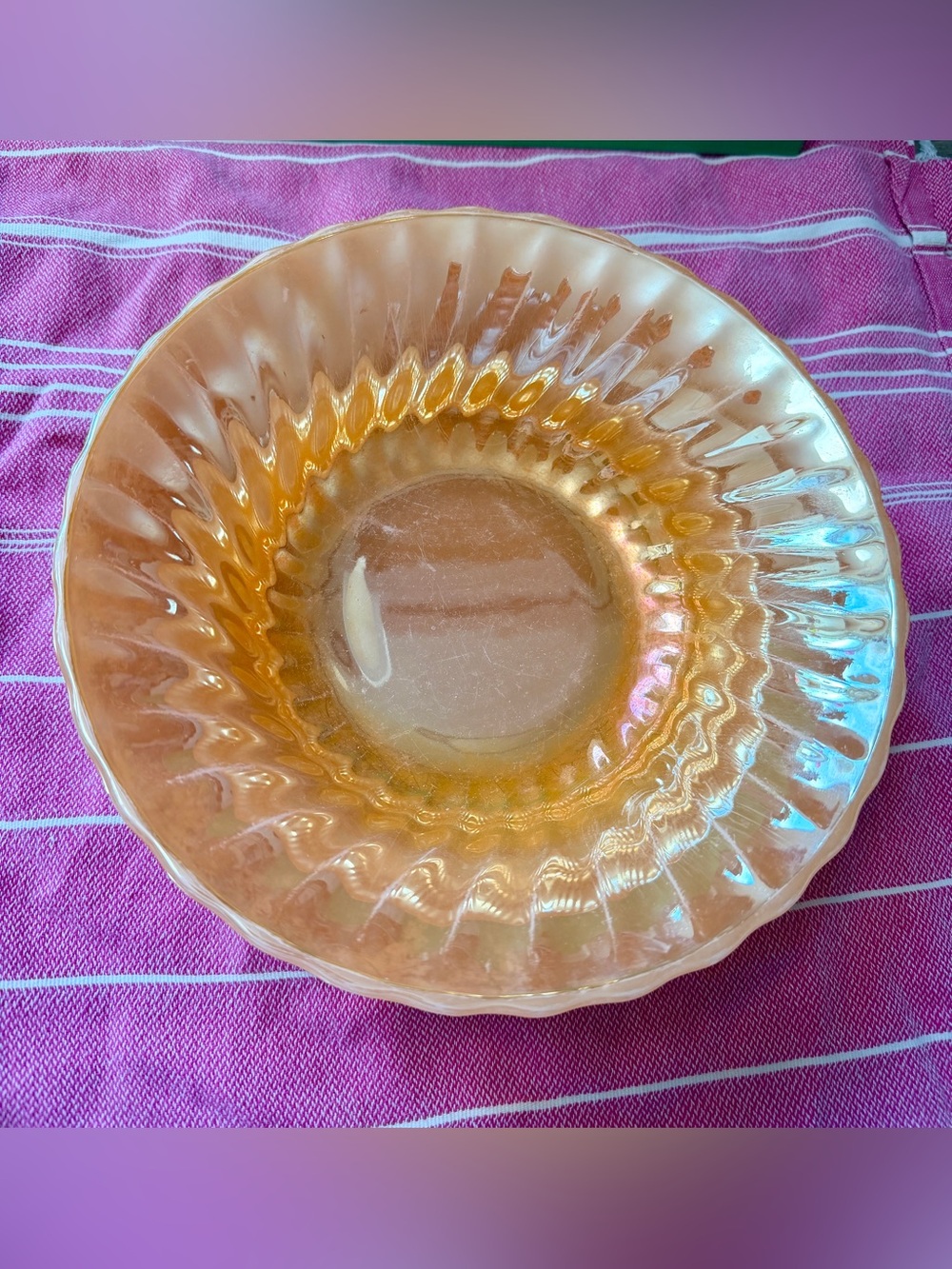 Fire King Iridescent Luster Peach/Gold Bowl